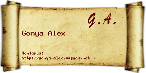 Gonya Alex névjegykártya